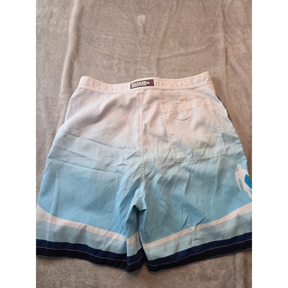 Tommy Hilfiger Shorts Mens Size Xl Blue White Ombre Surfer Board Shorts Swim